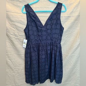 New With Tags Tommy Hilfiger Dress Sz 14 Eyelet Material Lined classic Navy Blue
